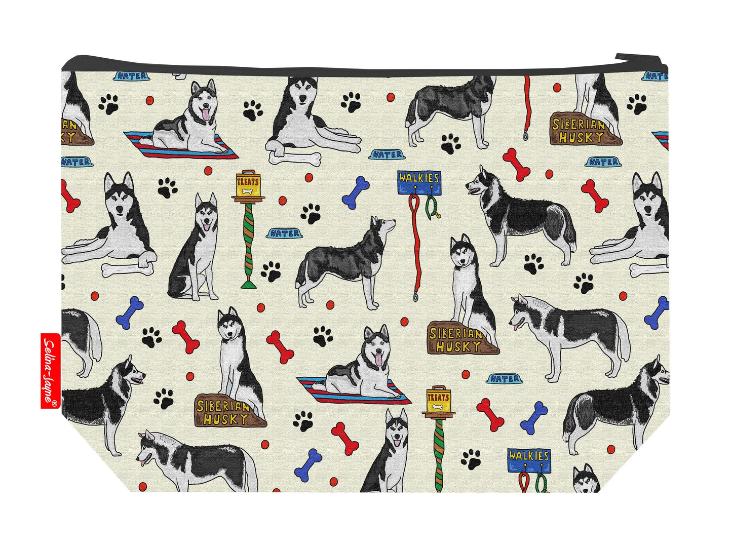 Siberian Husky Dog Toiletry Bag by Selina-Jayne