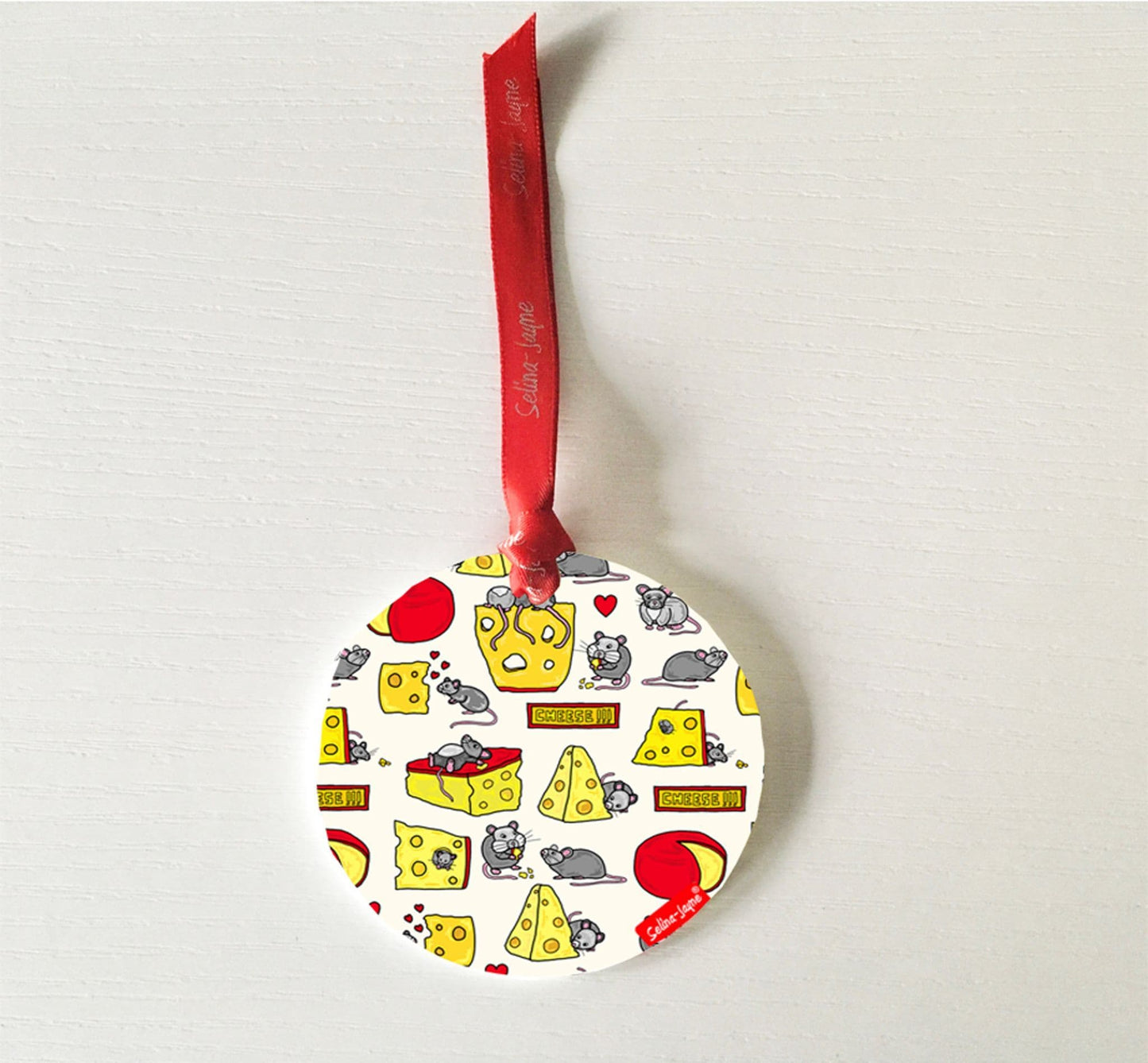Mouse and Cheese Hanging Decoration by Selina-Jayne