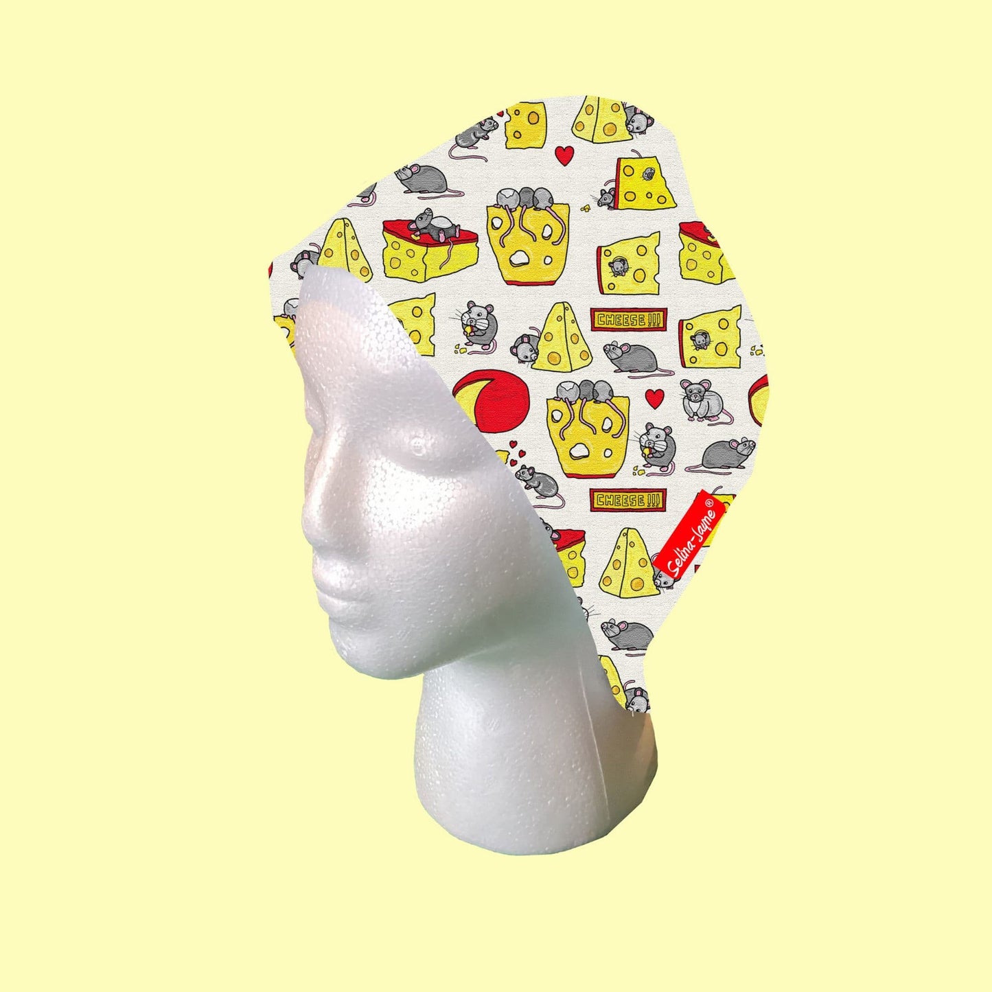 Mouse and Cheese Scrub Cap by Selina-Jayne