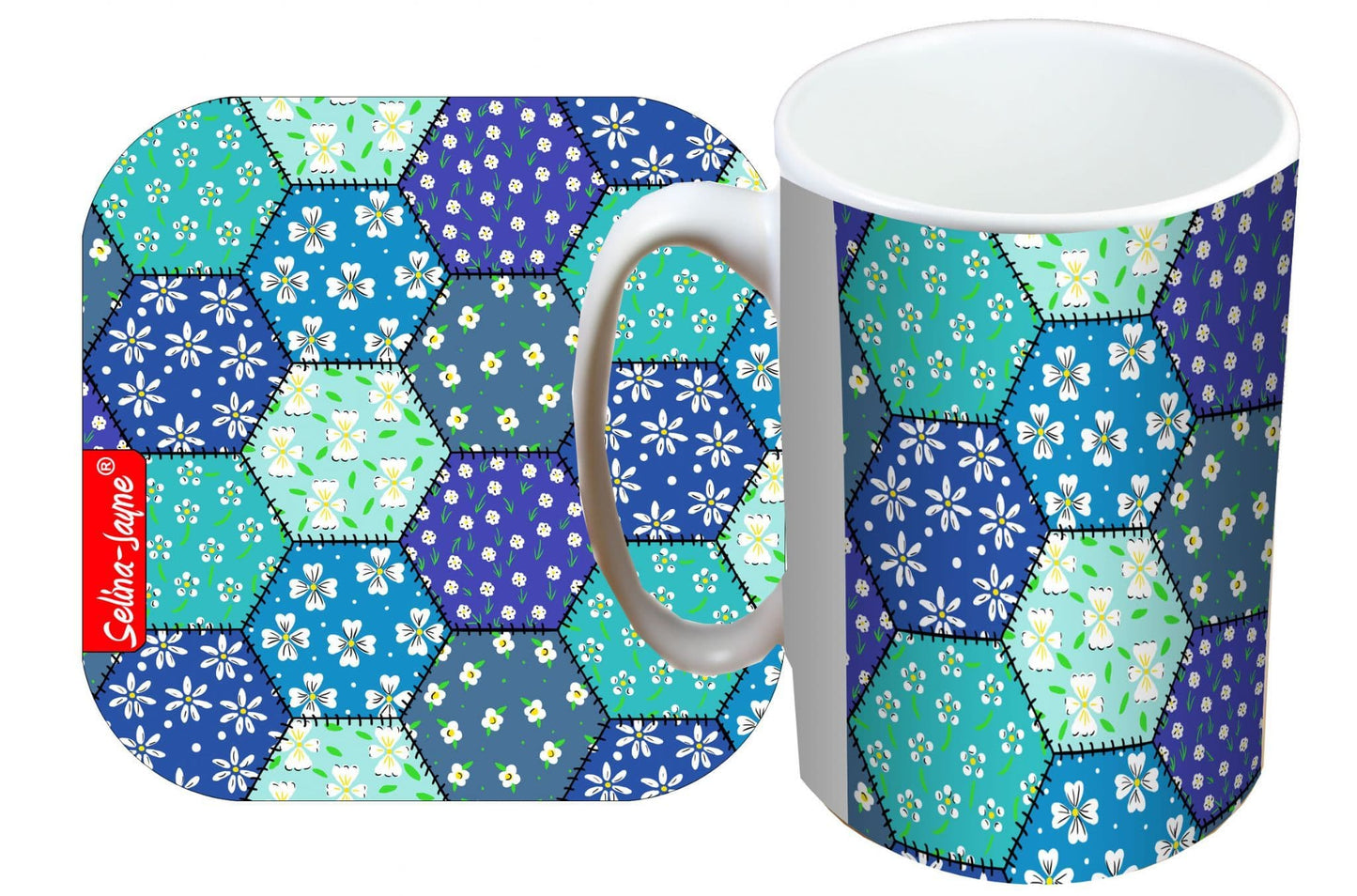Patchwork Mug and Coaster Gift Set by Selina-Jayne