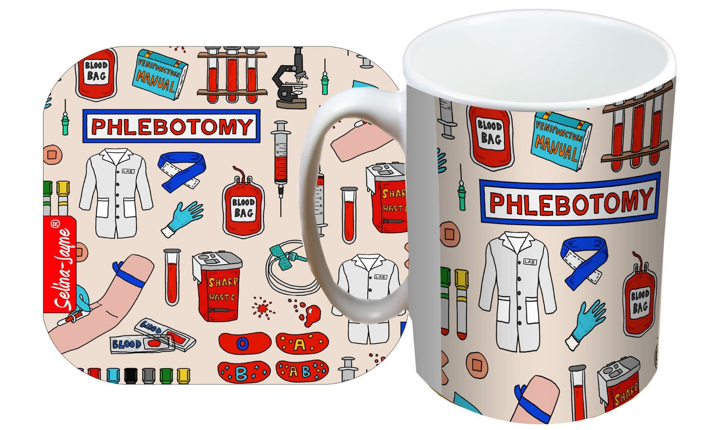 Phlebotomist Mug and Coaster Gift Set by Selina-Jayne