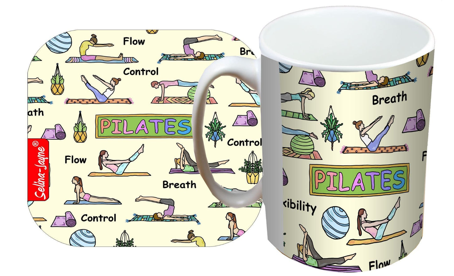 Pilates Mug and Coaster Gift Set by Selina-Jayne