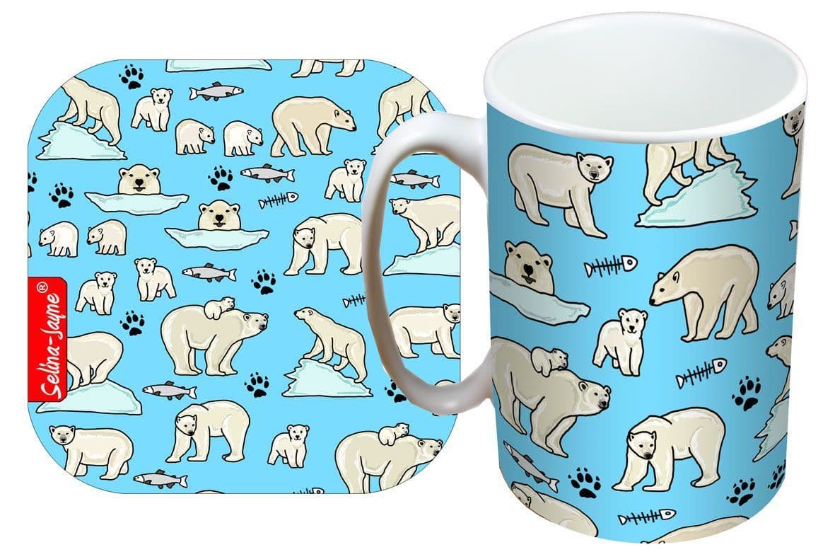 Polar Bear Mug and Coaster Gift Set by Selina-Jayne