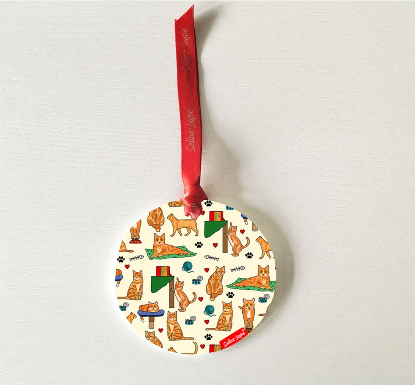 Red Ginger Cats Hanging Decoration by Selina-Jayne
