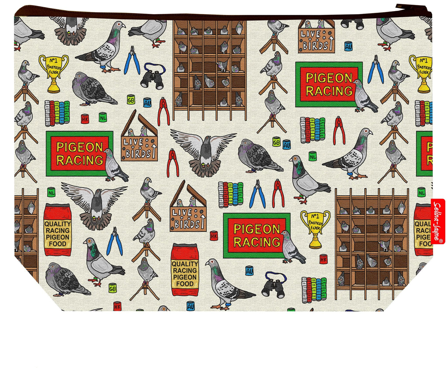 Racing Pigeons Toiletry Bag by Selina-Jayne