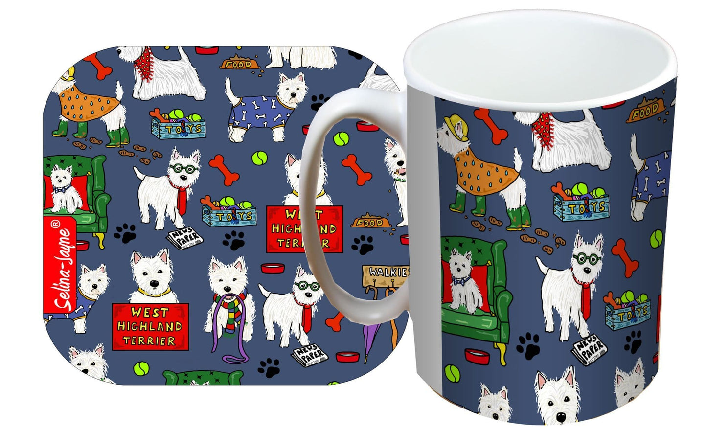 West Highland Terrier Mug and Coaster Gift Set by Selina-Jayne
