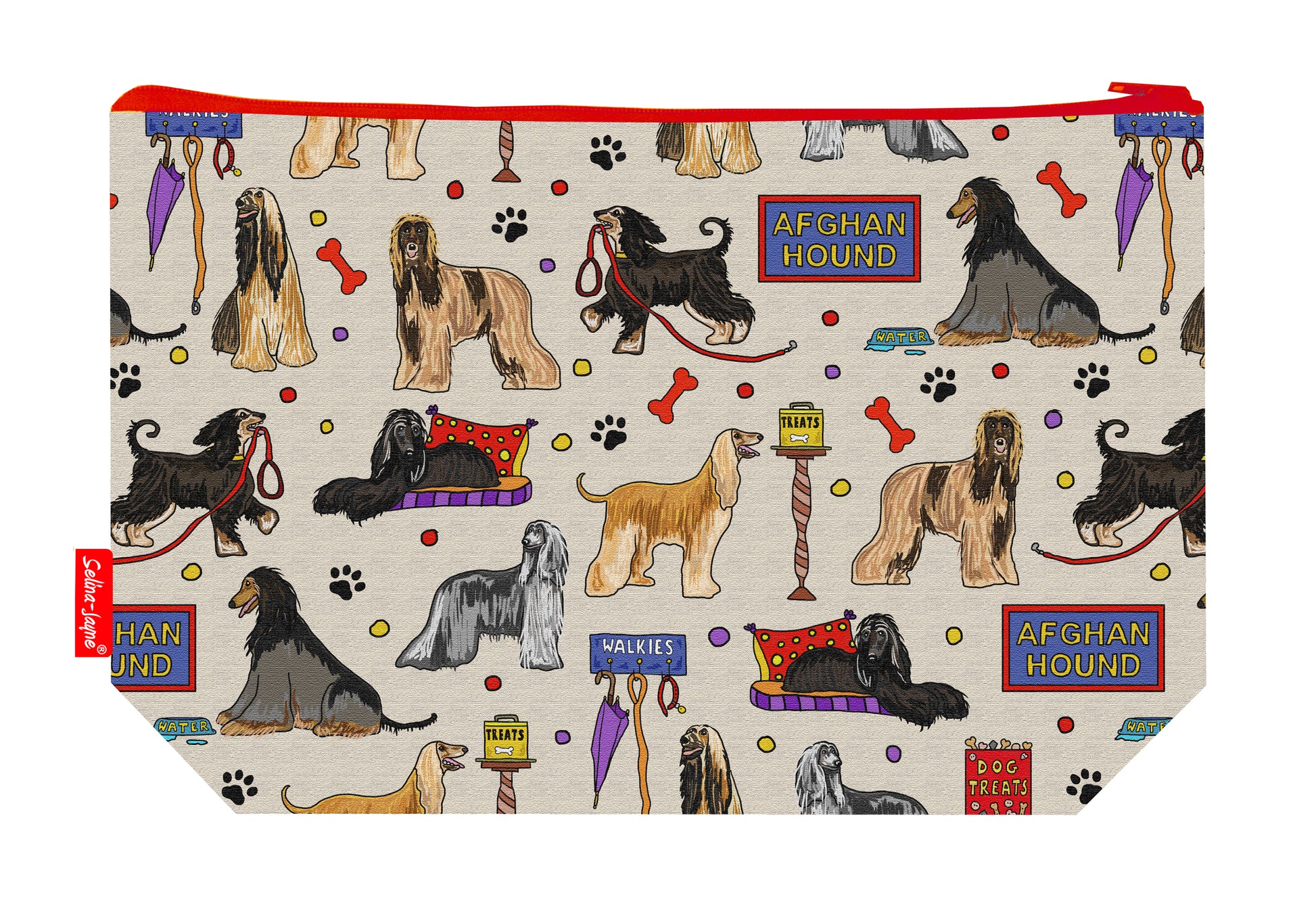 Afghan Hound toiletry bag featuring elegant dog breed design by Selina-Jayne Designs