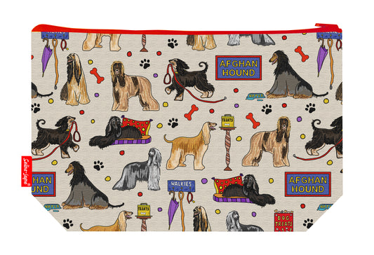 Afghan Hound toiletry bag featuring elegant dog breed design by Selina-Jayne Designs