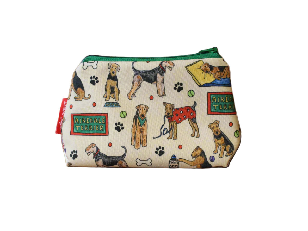 Airedale Terrier cosmetic bag with vibrant dog print design - UK made by Selina-Jayne