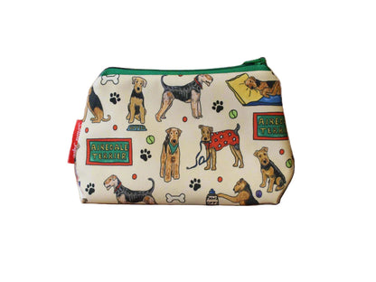 Airedale Terrier cosmetic bag with vibrant dog print design - UK made by Selina-Jayne