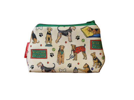 Airedale Terrier cosmetic bag with vibrant dog print design - UK made by Selina-Jayne