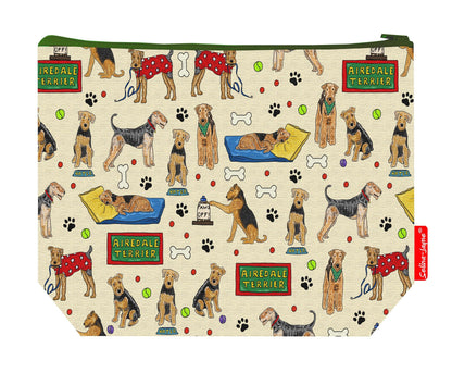 Premium dog lover wash bag with vibrant Airedale Terrier HD print and washable lining