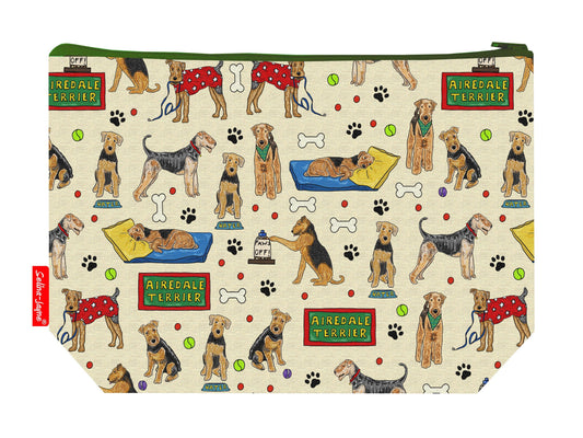 Airedale Terrier dog toiletry bag featuring breed artwork by Selina-Jayne Designs