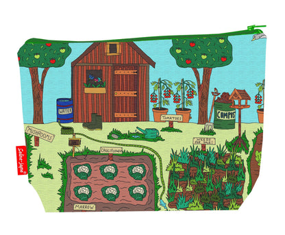 Allotment toiletry bag featuring gardening-themed design by Selina-Jayne Designs