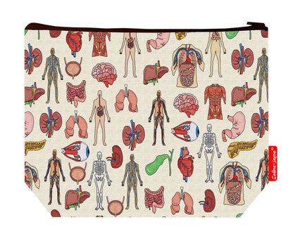 Premium medical student wash bag with vibrant anatomy HD print and washable lining
