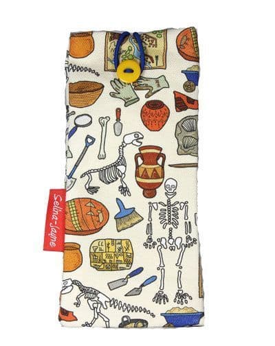 Archaeologist Glasses Case by Selina-Jayne — soft fabric eyeglass case with vibrant HD archaeology design