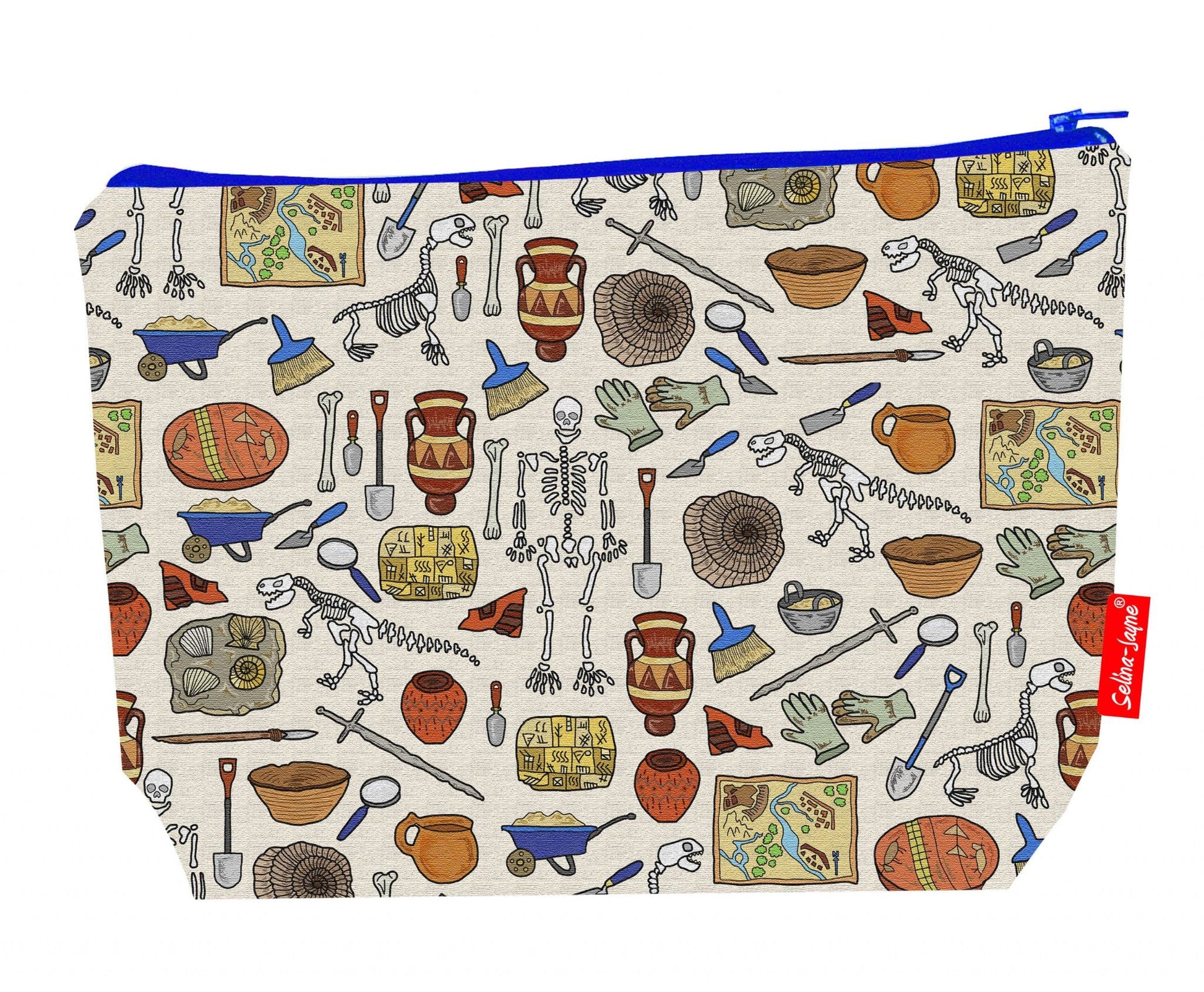 Premium archaeology wash bag with vibrant ancient history HD print and washable lining
