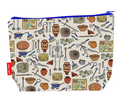 Archaeologist toiletry bag featuring archaeology-themed design by Selina-Jayne Designs
