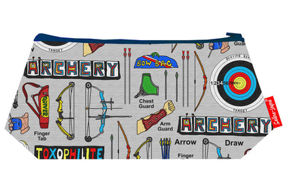 Premium archery makeup bag gift for archers with wipe-clean lining and zip closure