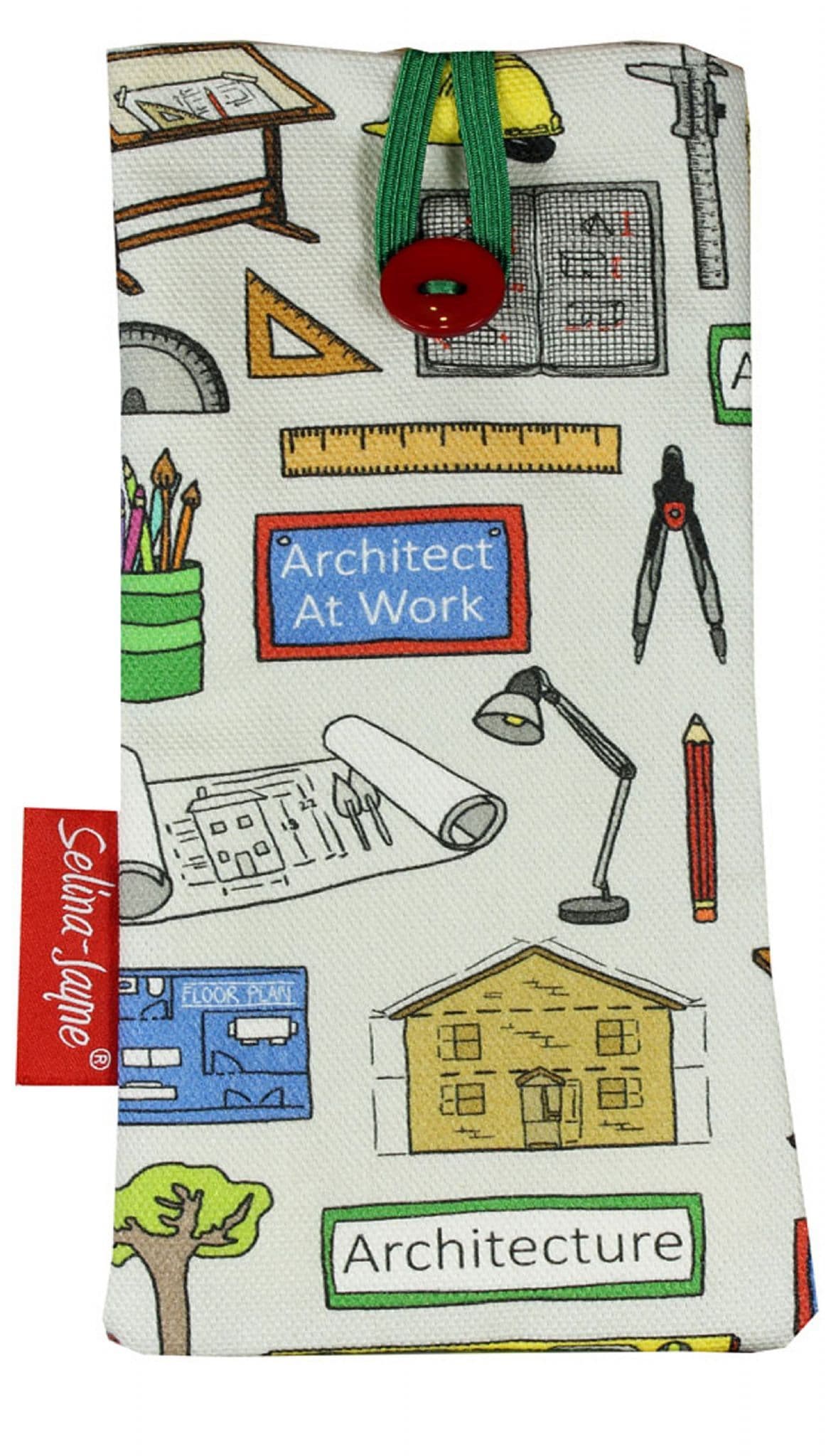 Architect Glasses Case by Selina-Jayne — soft fabric eyeglass case with vibrant HD architecture design