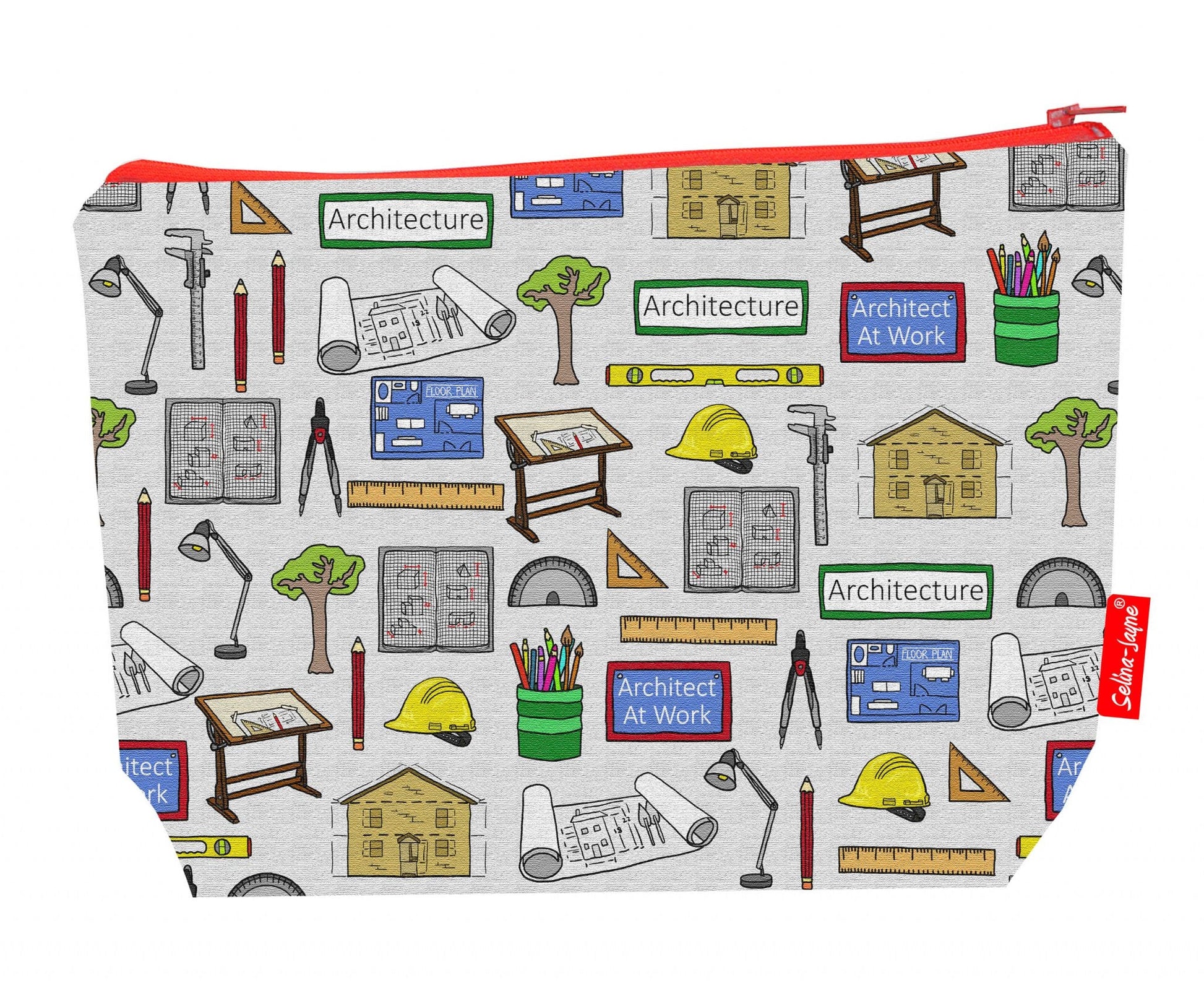 Premium architecture wash bag with vibrant architect HD print and washable lining