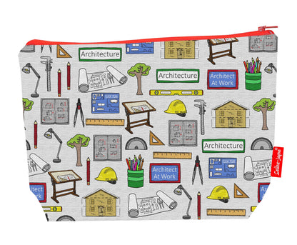 Premium architecture wash bag with vibrant architect HD print and washable lining