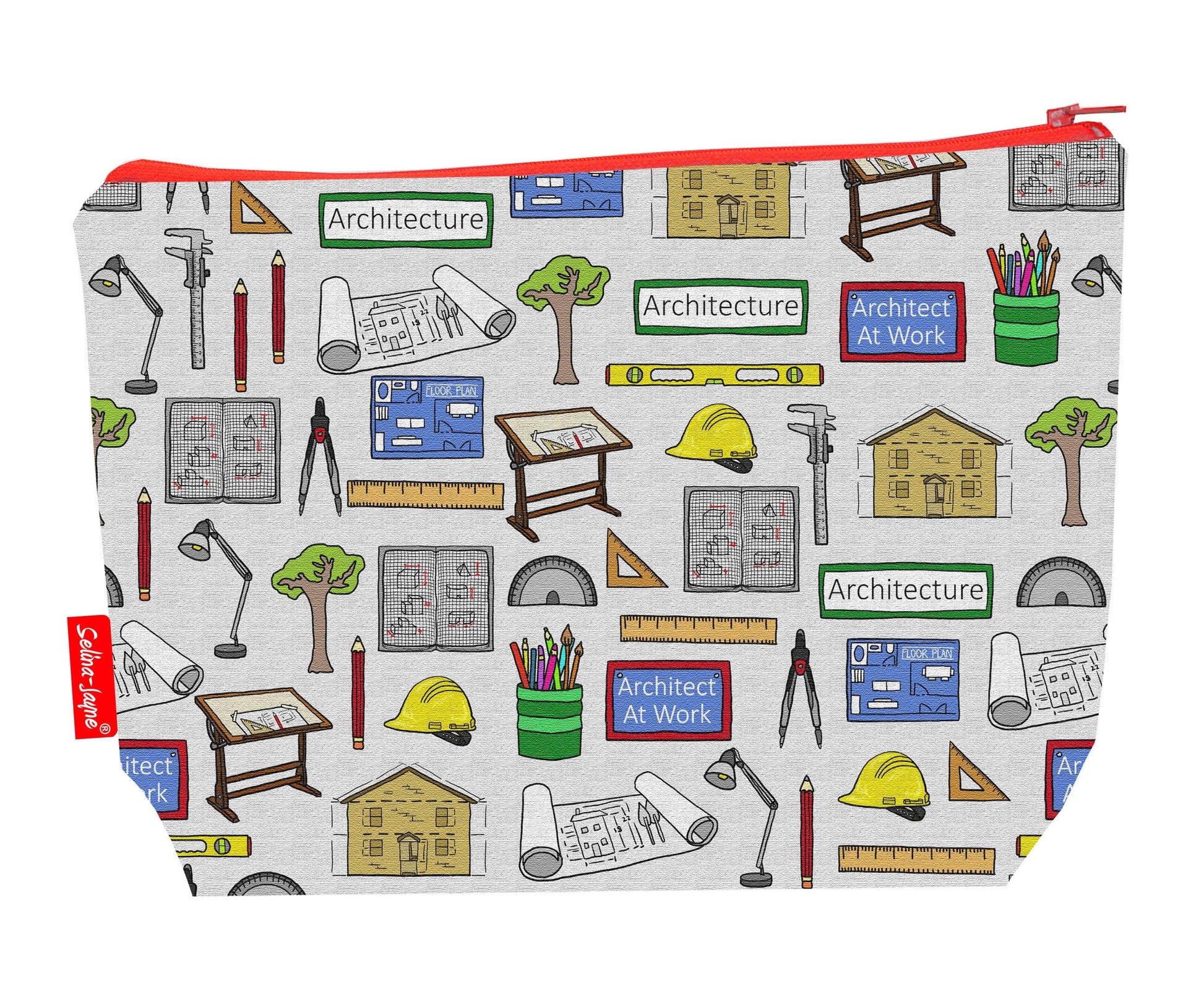 Architect toiletry bag featuring architecture-themed design by Selina-Jayne Designs