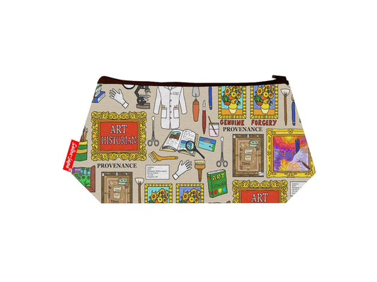 Art Historian cosmetic bag with vibrant art history design featuring artistic motifs and cultural heritage by Selina-Jayne
