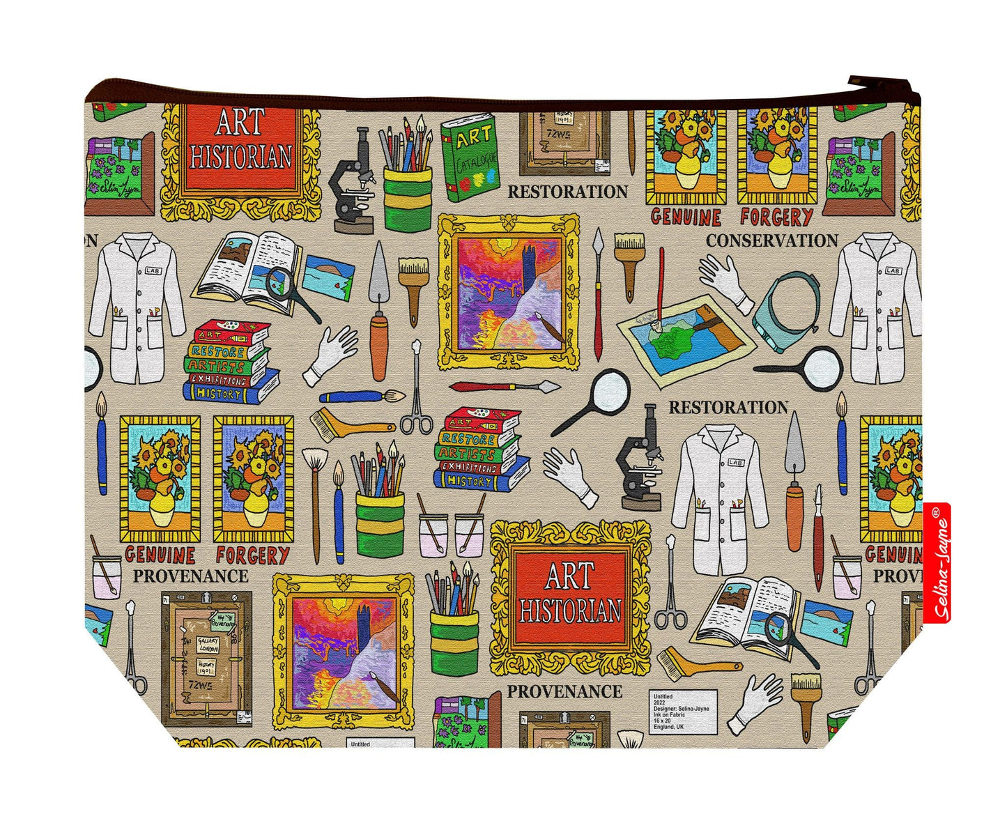 Premium art history wash bag with vibrant artistic HD print and washable lining