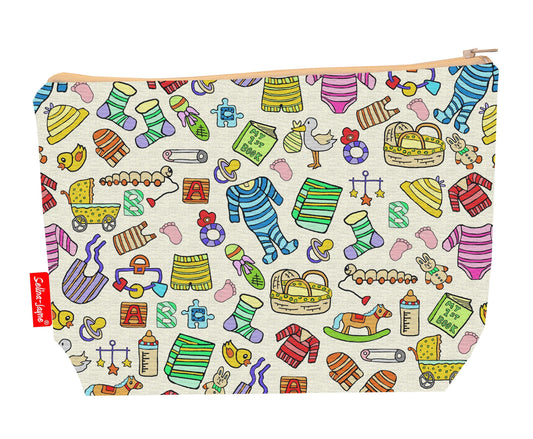 Baby toiletry bag featuring baby-themed design by Selina-Jayne Designs