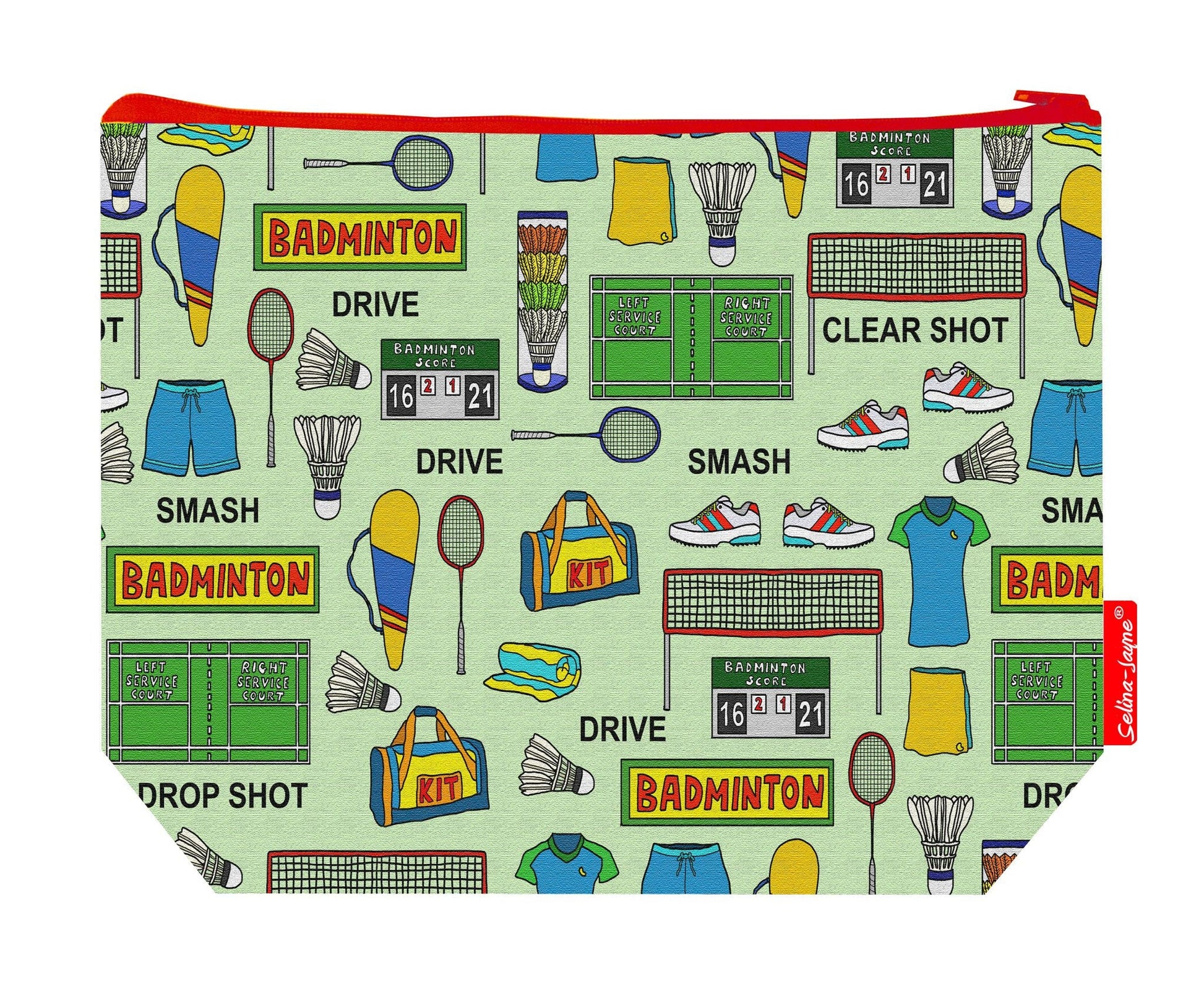 Premium sports lover wash bag with vibrant badminton HD print and washable lining