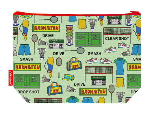 Badminton toiletry bag featuring badminton-themed design by Selina-Jayne Designs