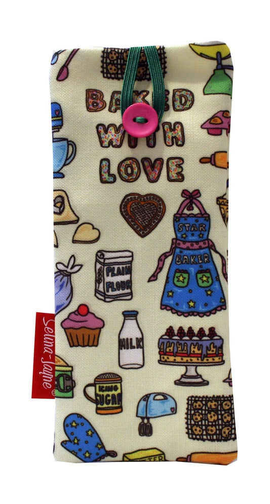 Baking glasses case with HD foodie print, soft cotton lining by Selina-Jayne Designs