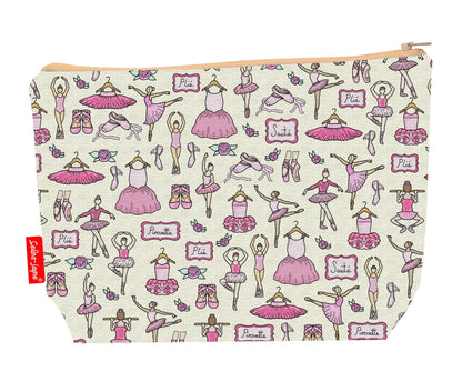 Ballet toiletry bag featuring ballet-themed design by Selina-Jayne Designs