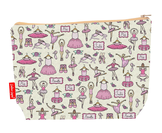Ballet toiletry bag featuring ballet-themed design by Selina-Jayne Designs