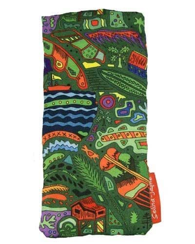 Premium Barbados soft glasses case — vibrant Caribbean print, colour-coordinated fastener by Selina-Jayne