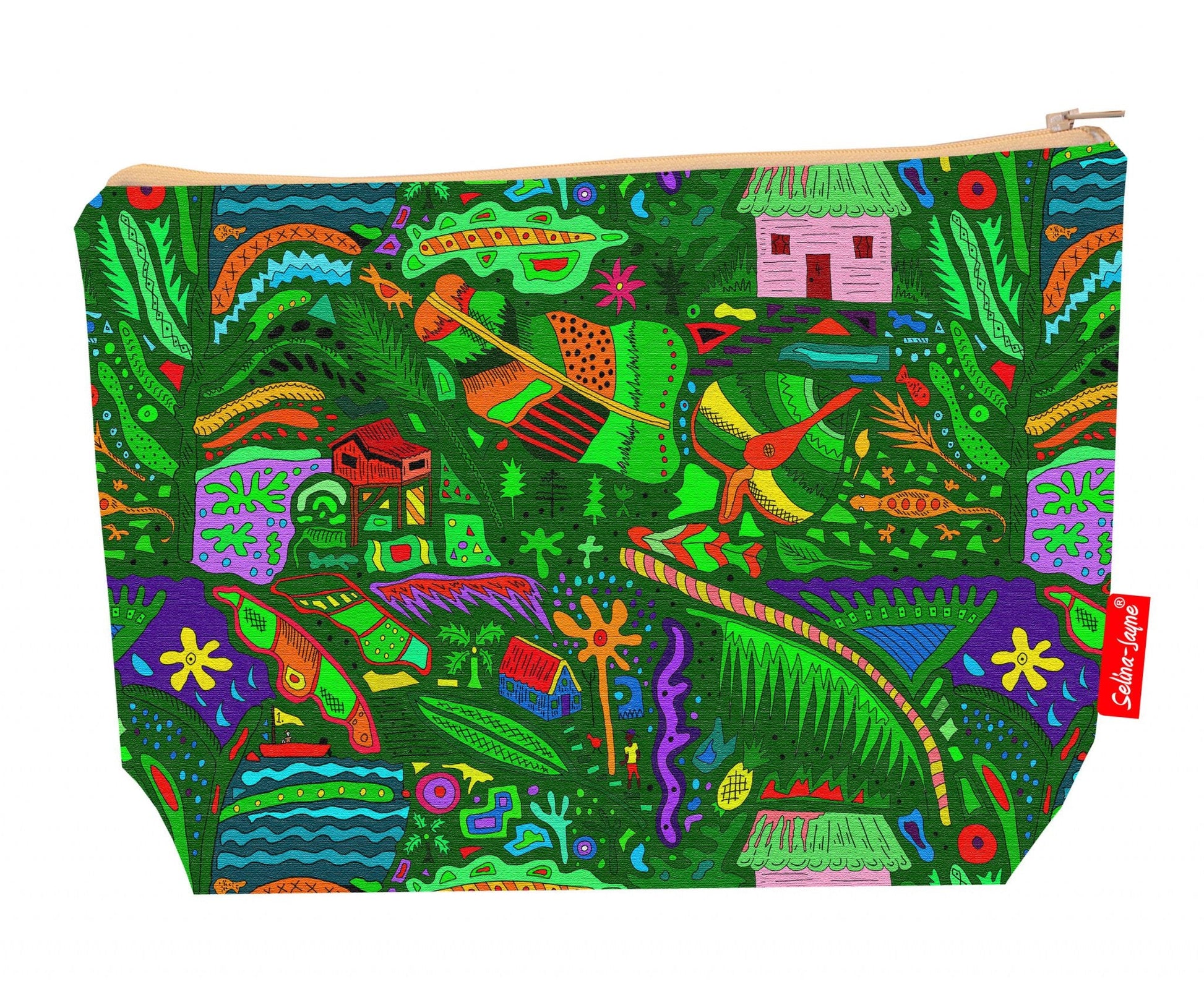 Premium Caribbean wash bag with vibrant Barbados HD print and washable lining