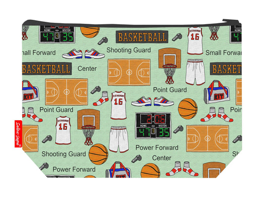 Basketball toiletry bag featuring basketball-themed design by Selina-Jayne Designs