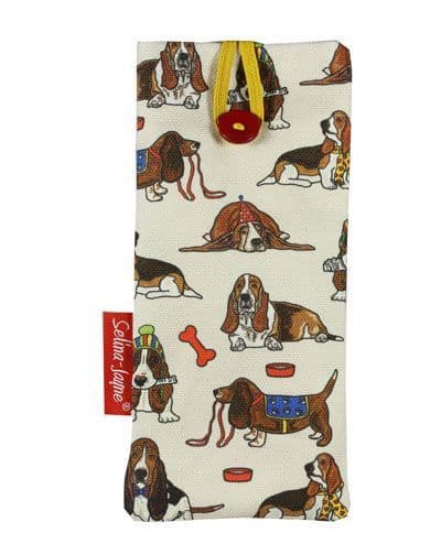 Basset Hound glasses case with HD dog print, soft cotton lining by Selina-Jayne Designs