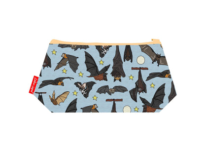 Bats cosmetic bag with vibrant wildlife design featuring bats in flight by Selina-Jayne