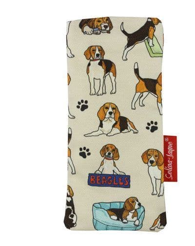 Premium beagles soft glasses case — vibrant print, colour-coordinated fastener by Selina-Jayne