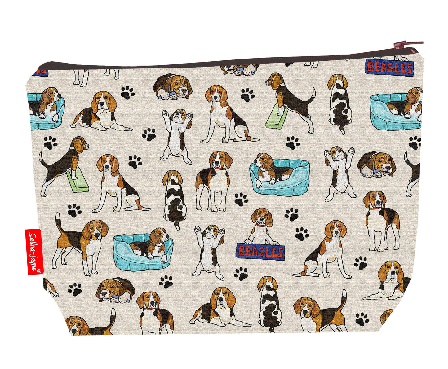 Beagles toiletry bag featuring Beagle-themed design by Selina-Jayne Designs