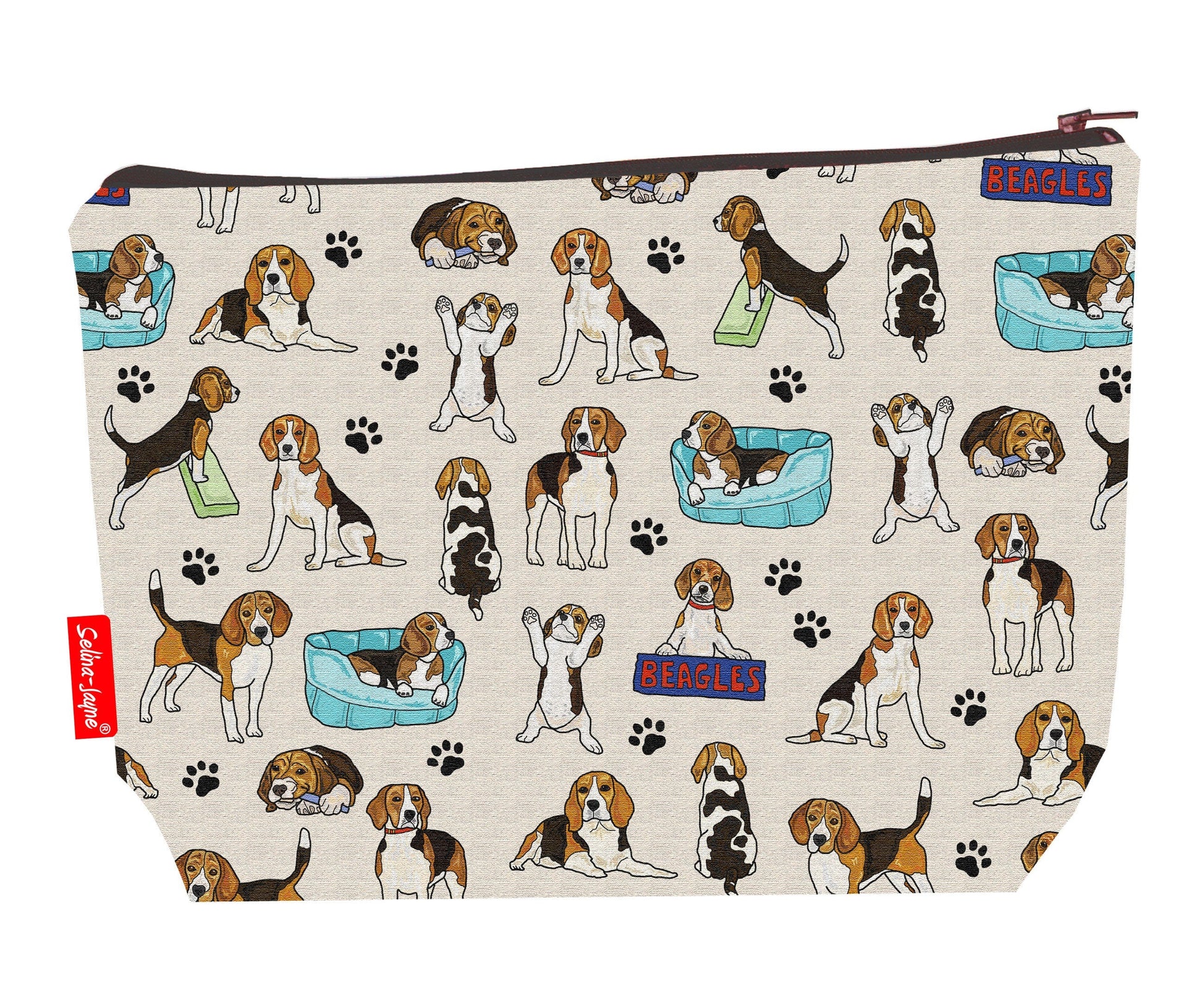 Beagles toiletry bag featuring Beagle-themed design by Selina-Jayne Designs