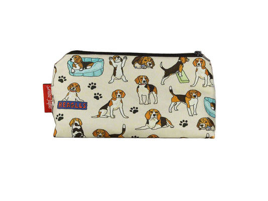 Beagle cosmetic bag with vibrant dog print design - UK made by Selina-Jayne