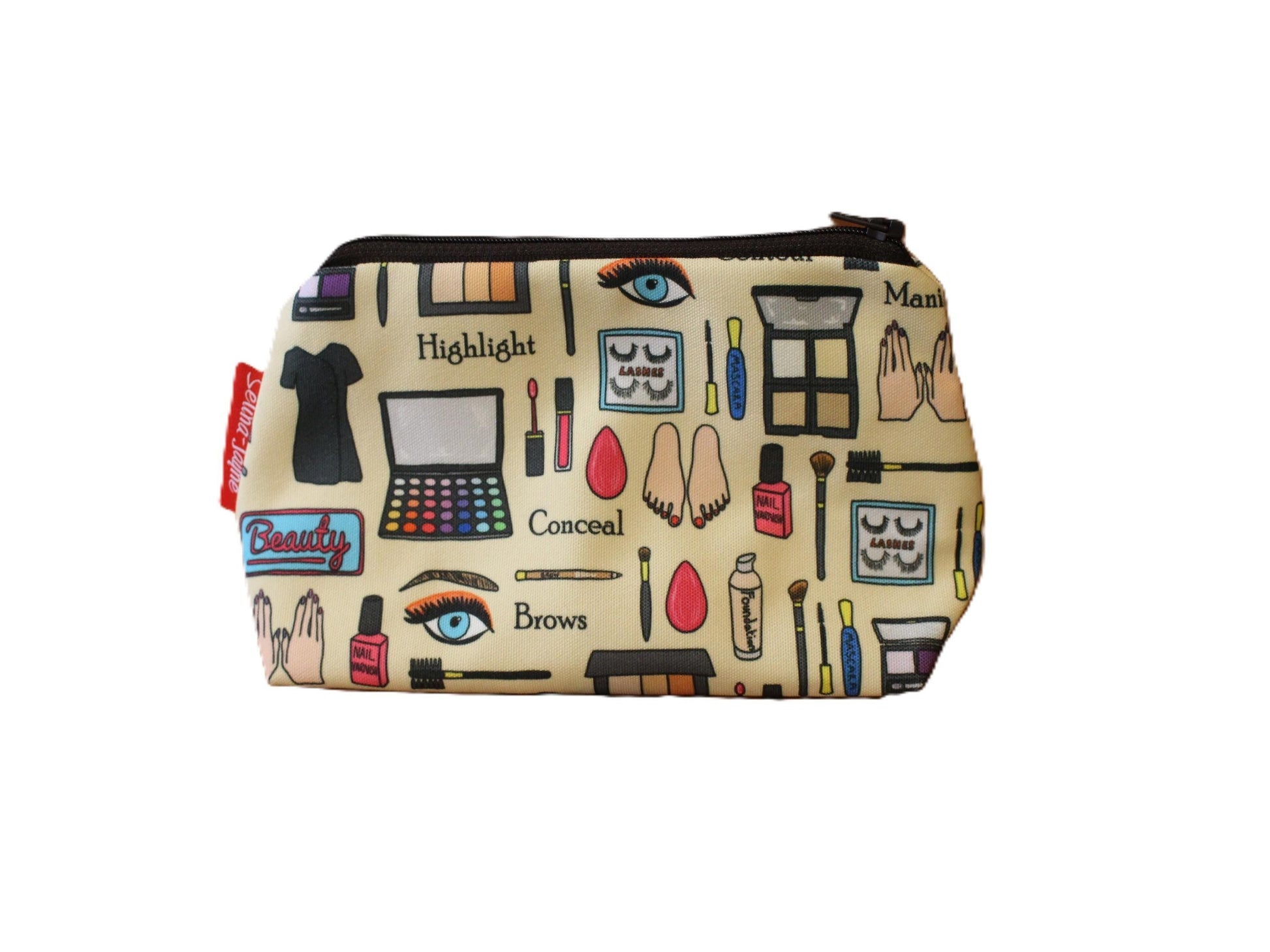 Beautician cosmetic bag with vibrant beauty print design - UK made by Selina-Jayne