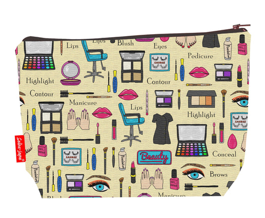 Beautician toiletry bag featuring beautician-themed design by Selina-Jayne Designs