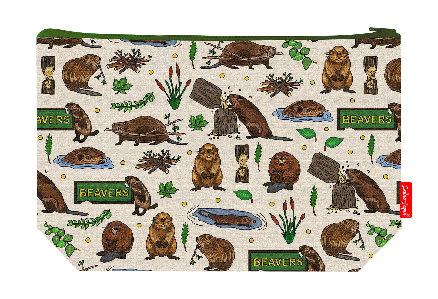 Durable beavers toiletry bag with colour-coordinated zip closure