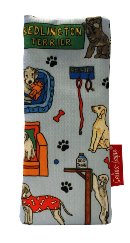 Premium Bedlington Terrier soft glasses case — vibrant print, colour-coordinated fastener by Selina-Jayne