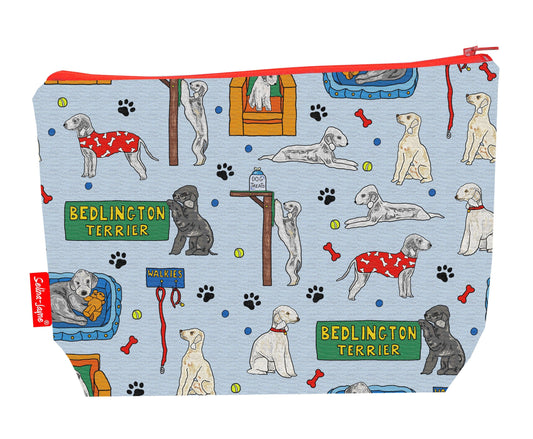 Bedlington Terrier Dogs toiletry bag featuring Bedlington Terrier-themed design by Selina-Jayne Designs