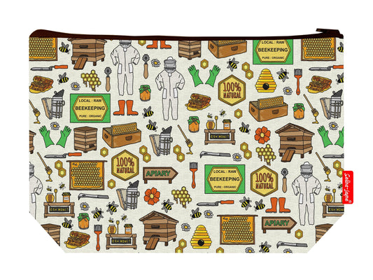Beekeeper toiletry bag featuring beekeeper-themed design by Selina-Jayne Designs
